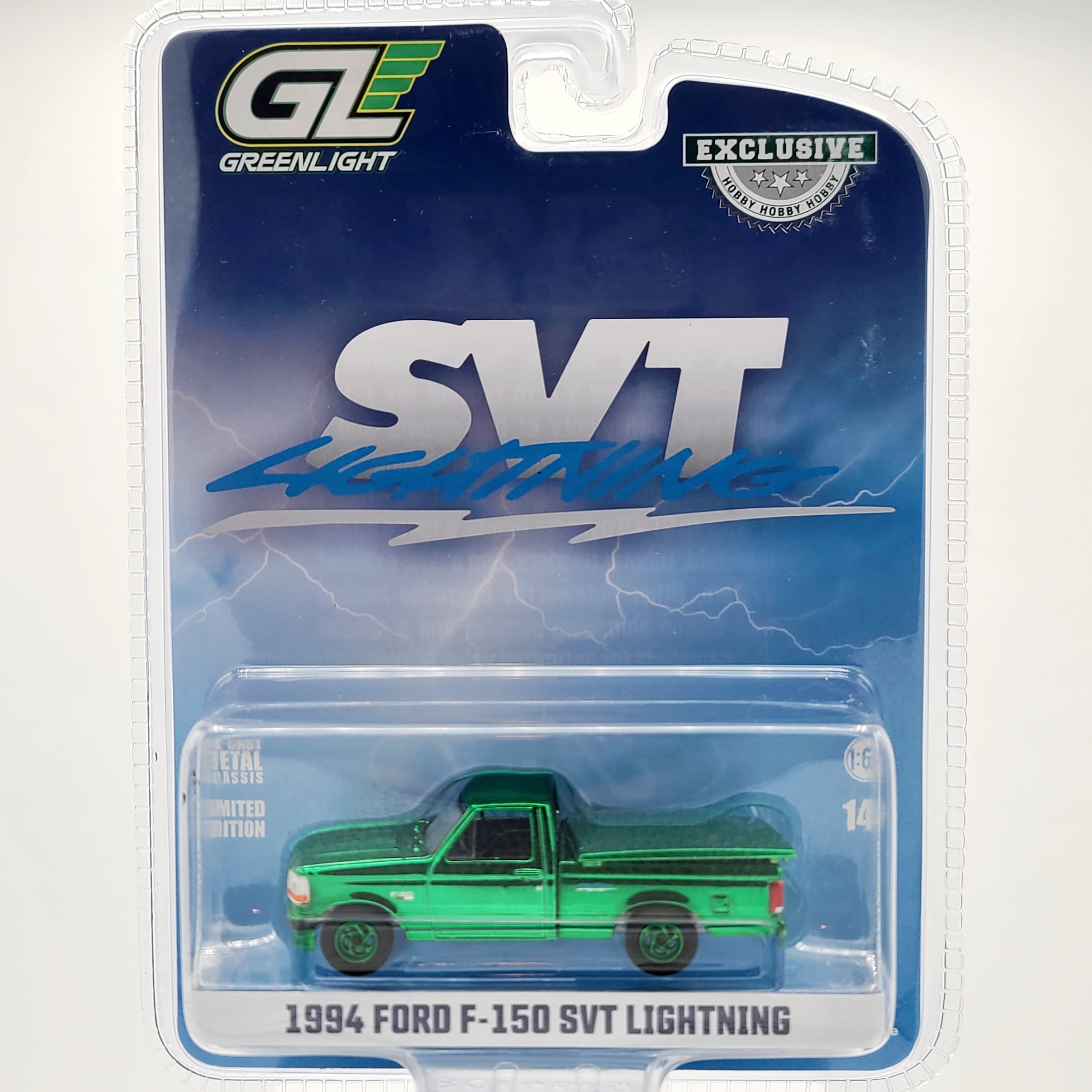 GreenLight - CHASE, GREEN CHROME - '94 Ford F-150 SVT Lightning - 1:64 (2025 Hobby Exclusive)